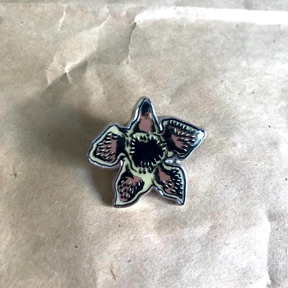 Official Stranger  Things Demogorgon Dripping Blood Enamel Pin Netflix Flower